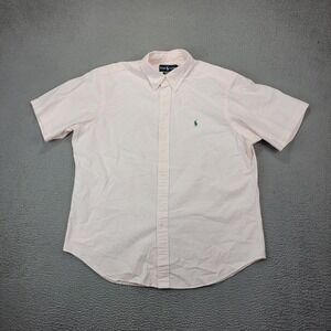 Ralph Lauren Shirt Mens Extra Large Pink White Button Down Seersucker Casual